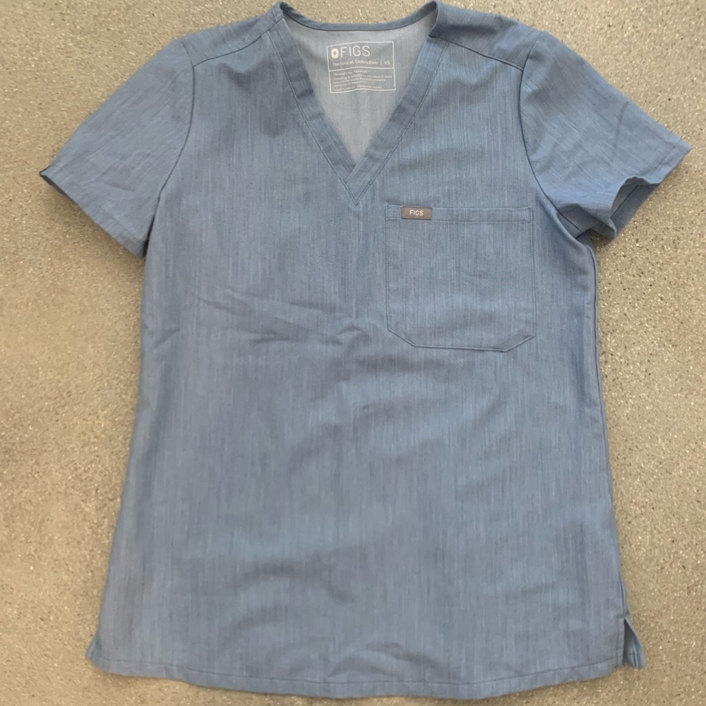 Figs heather denim blue set